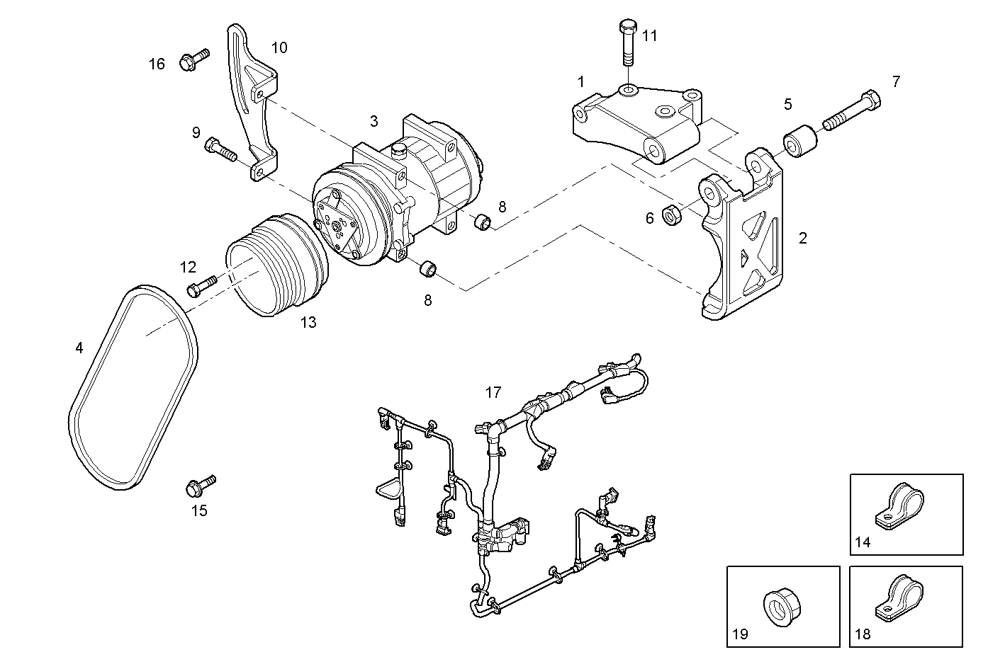 COMPRESSOR AIR CONDITIONING - N45ENTX20.00 NEF 4 electron. - TIER 3 parts diagram
