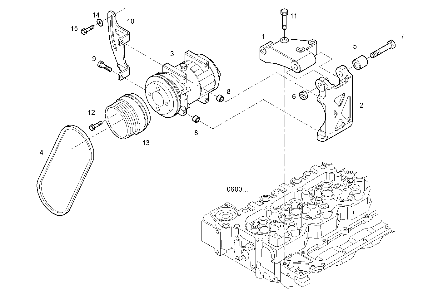 COMPRESSOR AIR CONDITIONING - N45MSTD20.50 NEF 4 mechanic. - TIER 2 parts diagram