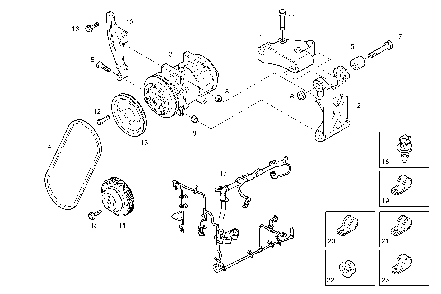 COMPRESSOR AIR CONDITIONING - N60ENTU20.00 NEF 6 electron. - TIER 2 parts diagram