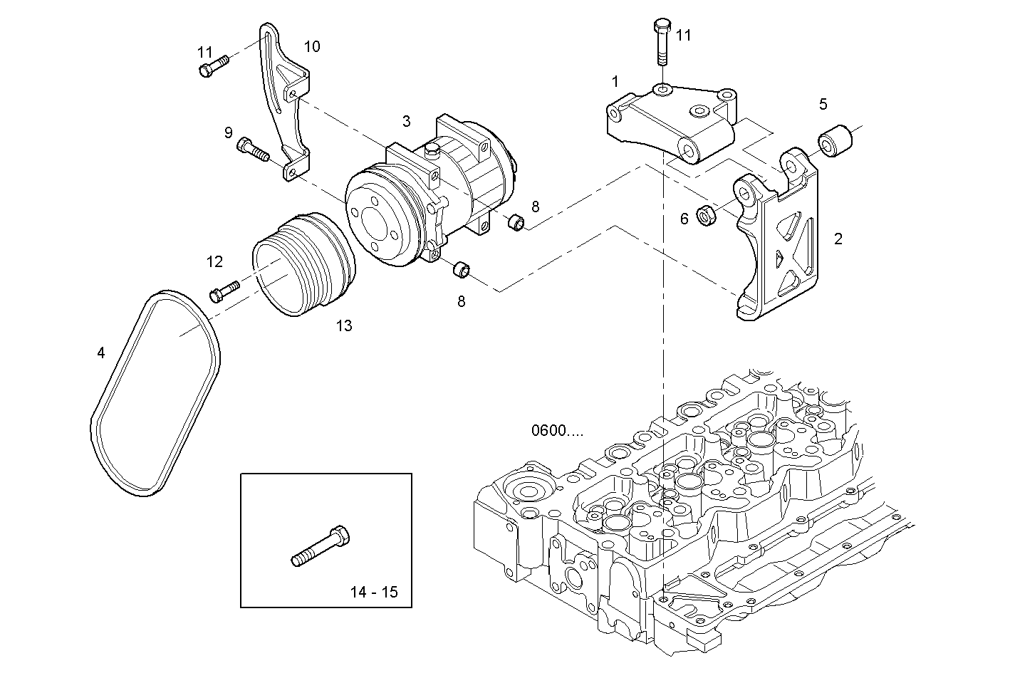 COMPRESSOR AIR CONDITIONING - N40ENTD20.00 NEF 4 electron. - TIER 2 parts diagram
