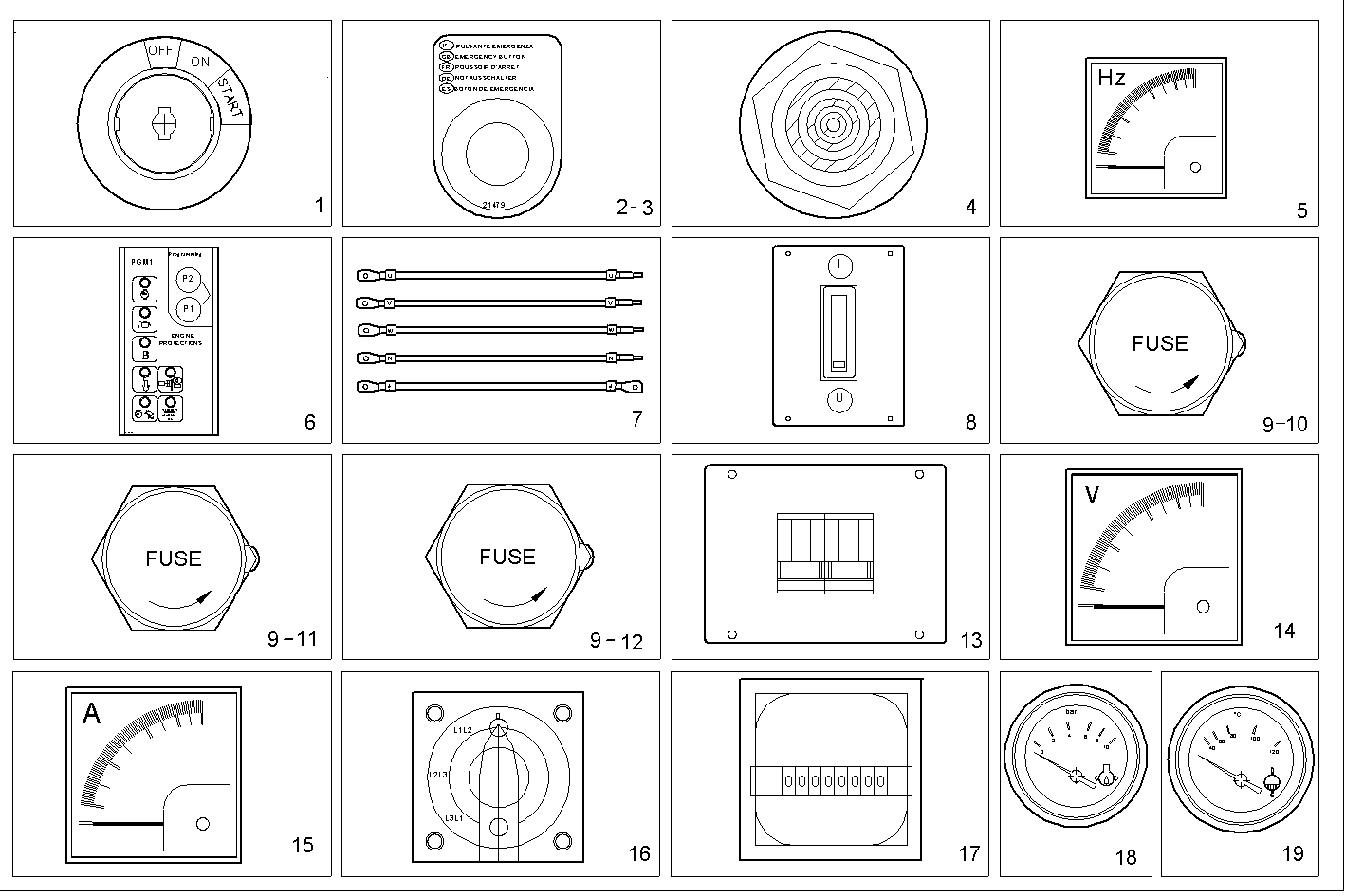 MANUAL CONTROL BOARD FOR ELECT. MACHINE - 8061Si07.05 8061SI07 parts diagram